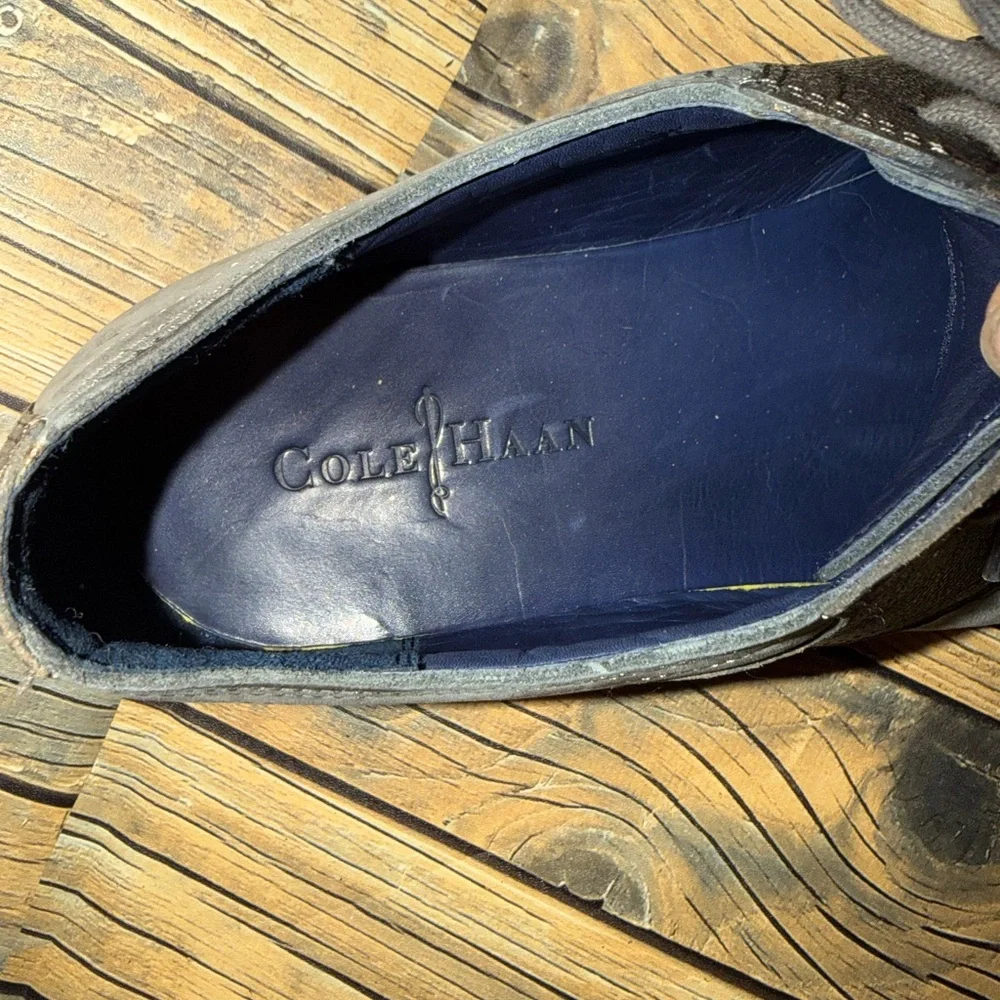 Cole Haan Charcoal and‎ Chocolate Oxfords with Vibrant Orange Sole